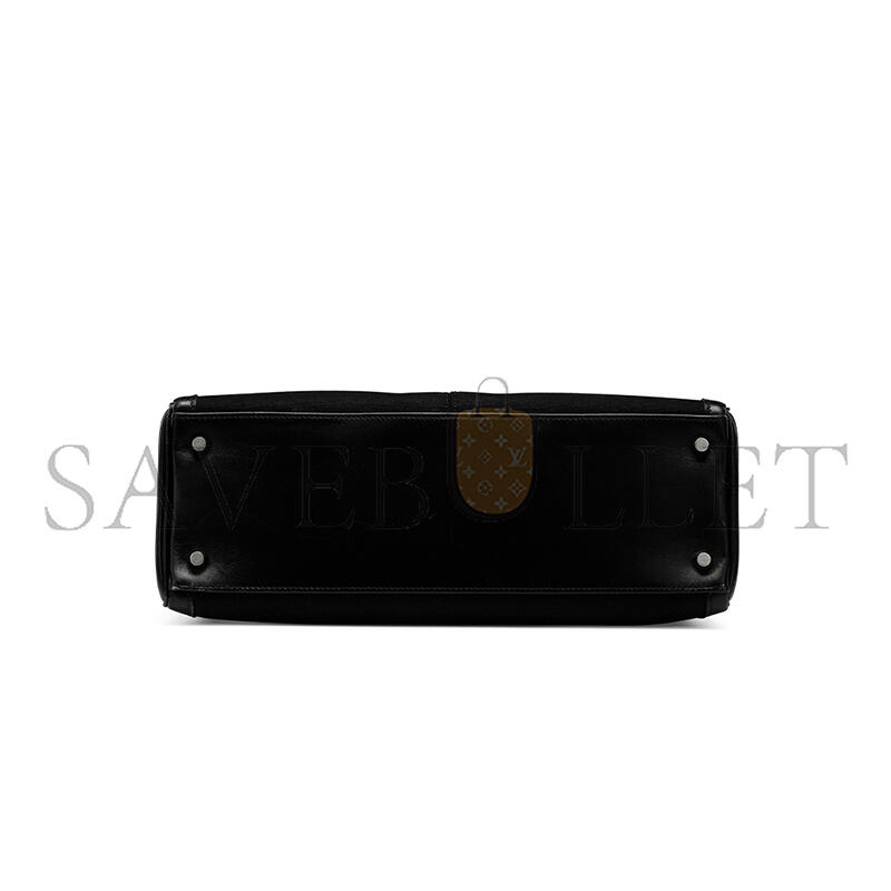 H**mes A BLACK SWIFT LEATHER & CANVAS KELLY LAKIS 32 WITH PALLADIUM HARDWARE (32*23*10cm)